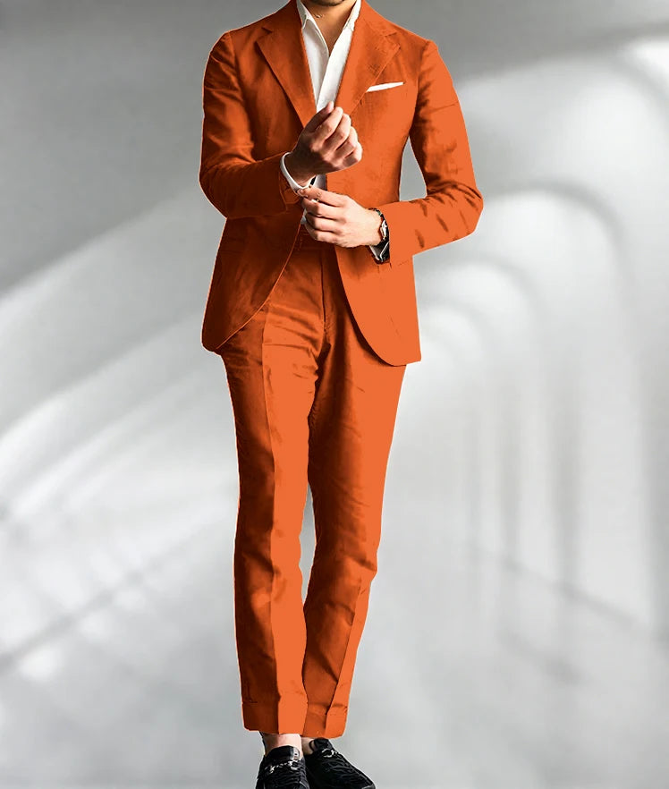 Costume Homme Mariage Slim Fit – Blazer & Pantalon Lin | 15 Coloris