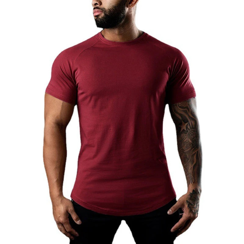 T-Shirt Homme Coton Col Rond Manches Courtes Slim Fit Sport Fitness Gym 6 Coloris – CLEVI Paris