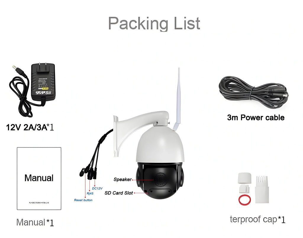 Caméra PTZ Speed Dome 4K 8MP Zoom Optique 54x – Laser IR 200m Vision Nocturne Couleur WiFi – CLEVI Paris