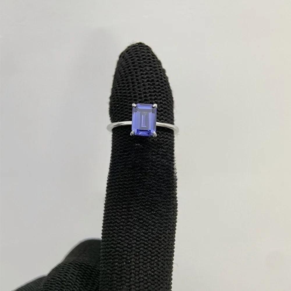 Bague Tanzanite Saphir Taille Émeraude 2CT | Argent 925 Plaqué Platine Vintage – CLEVI Paris