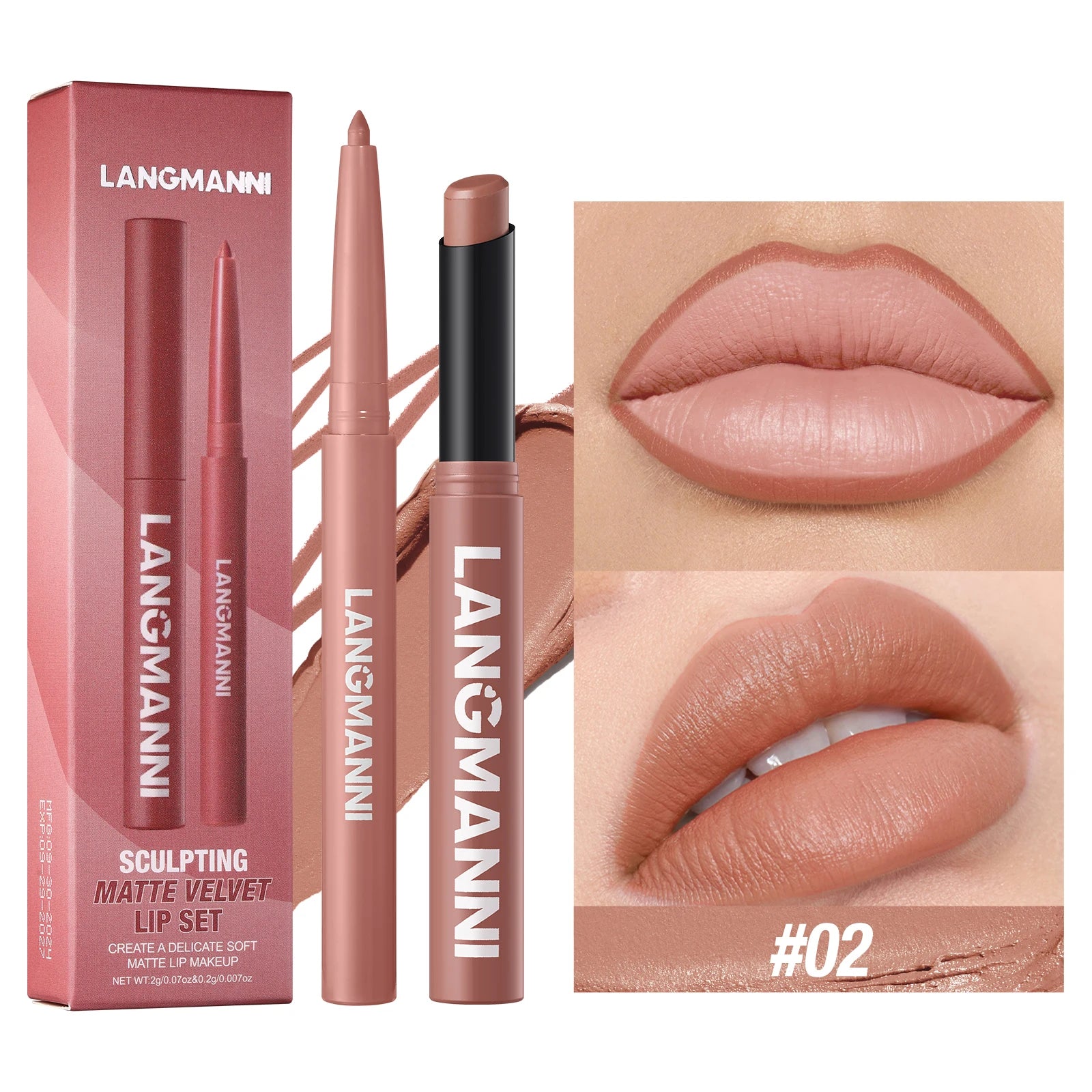 Rouge à Lèvres 2-en-1 Contour & Couleur Imperméable – Longue Tenue Sans Bavure
