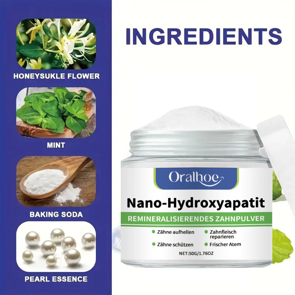 Poudre Dentifrice Blanchissante à l'Hydroxyapatite 10% | Menthe Fraîche & Réparation Émail