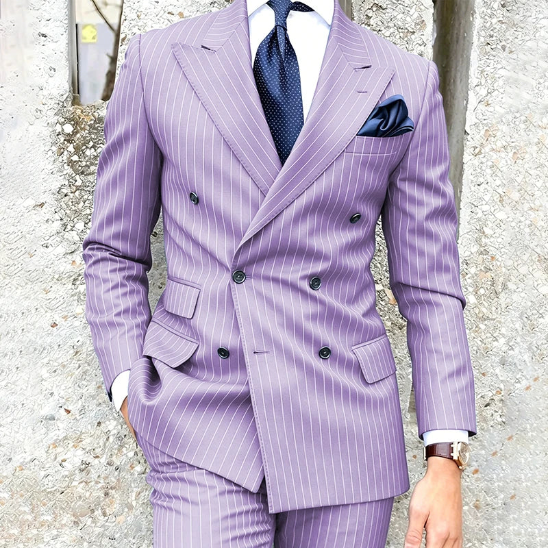 Costume 2 Pièces Homme Double Boutonnage Revers Pointu Slim Fit – CLEVI Paris