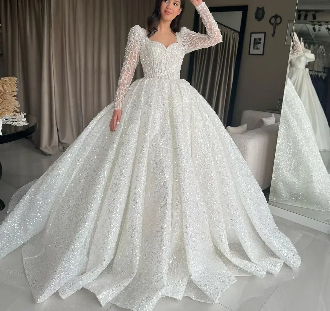 Robe de mariée en dentelle et tulle robe de bal – CLEVI Paris