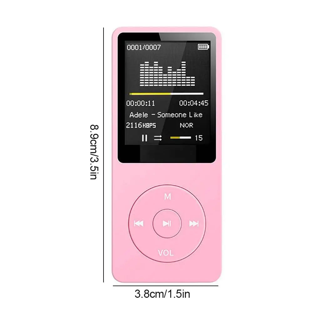 Lecteur MP3 Portable Ultra-Fin – Radio FM, Haut-parleur, Enregistreur, Écran 1,8", jusqu'à 64 Go