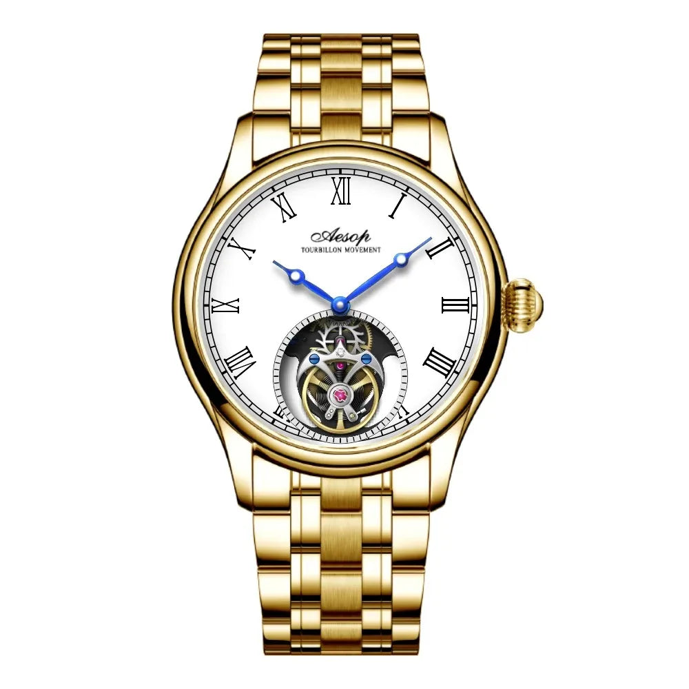 Montre Homme AESOP Tourbillon Édition Limitée – Mécanique Manuelle, Verre Saphir, Squelette