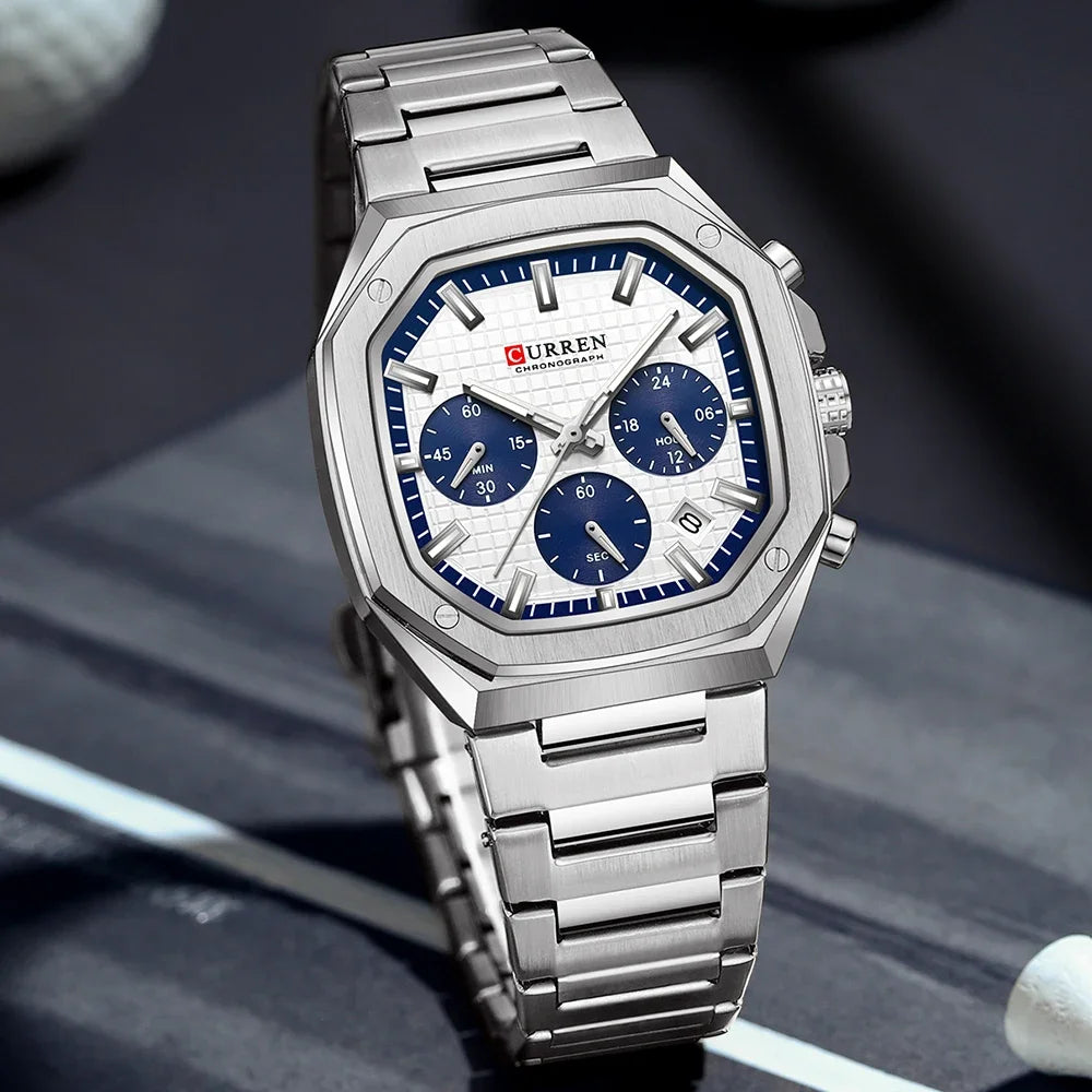 Montre Quartz Homme CURREN 8459 – Sport Luxe, Acier Inoxydable & Étanche | 8 Coloris