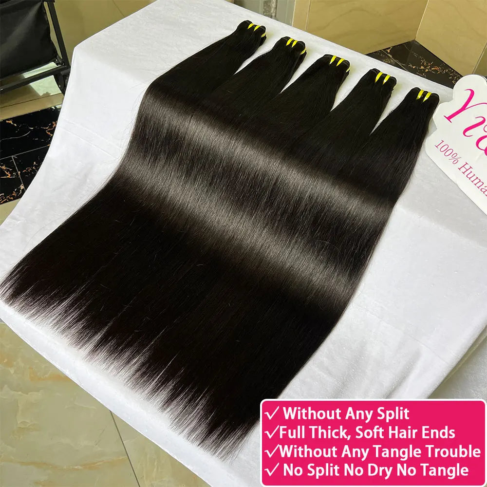 Bundles Bone Straight Cheveux Humains Vietnamiens Virgin Hair 100% Double Weft Noir Naturel 10-36 Pouces – CLEVI Paris