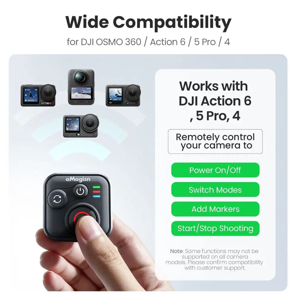 Télécommande Bluetooth DJI Osmo Action 4/5/5 Pro/6/360 – Portée 50m 96h Autonomie Bracelet Inclus – CLEVI Paris