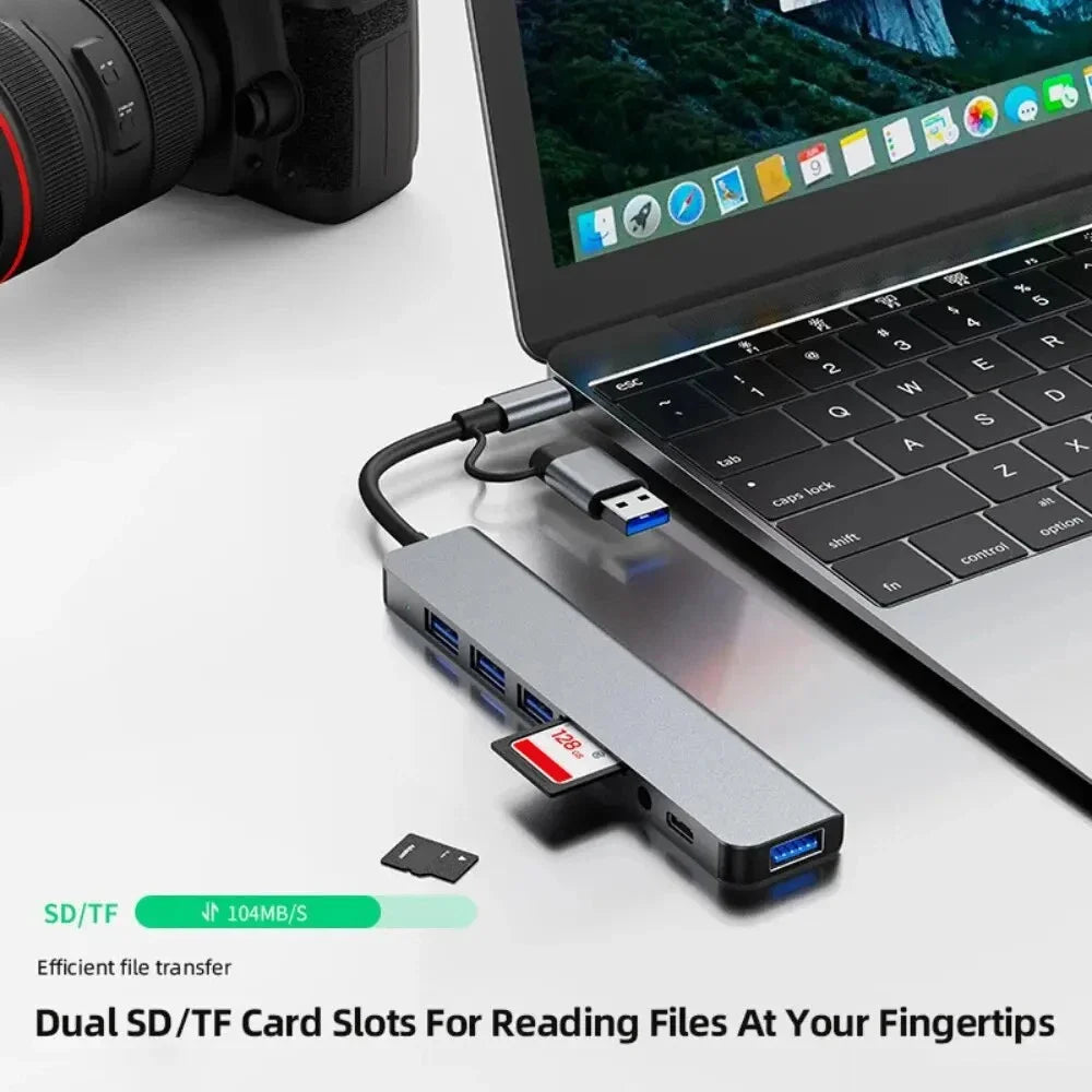 Hub USB-C Multiport 4/5/7/8-en-2 USB 3.0 5 Gbps – CLEVI Paris