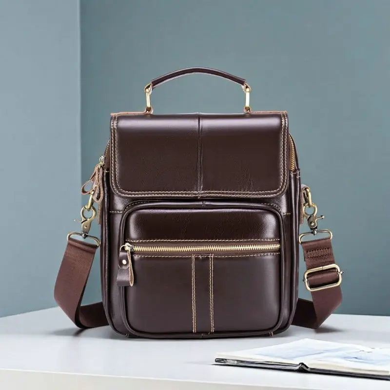 Sac Bandoulière Homme Cuir Vachette Véritable Vintage 28x24cm – CLEVI Paris