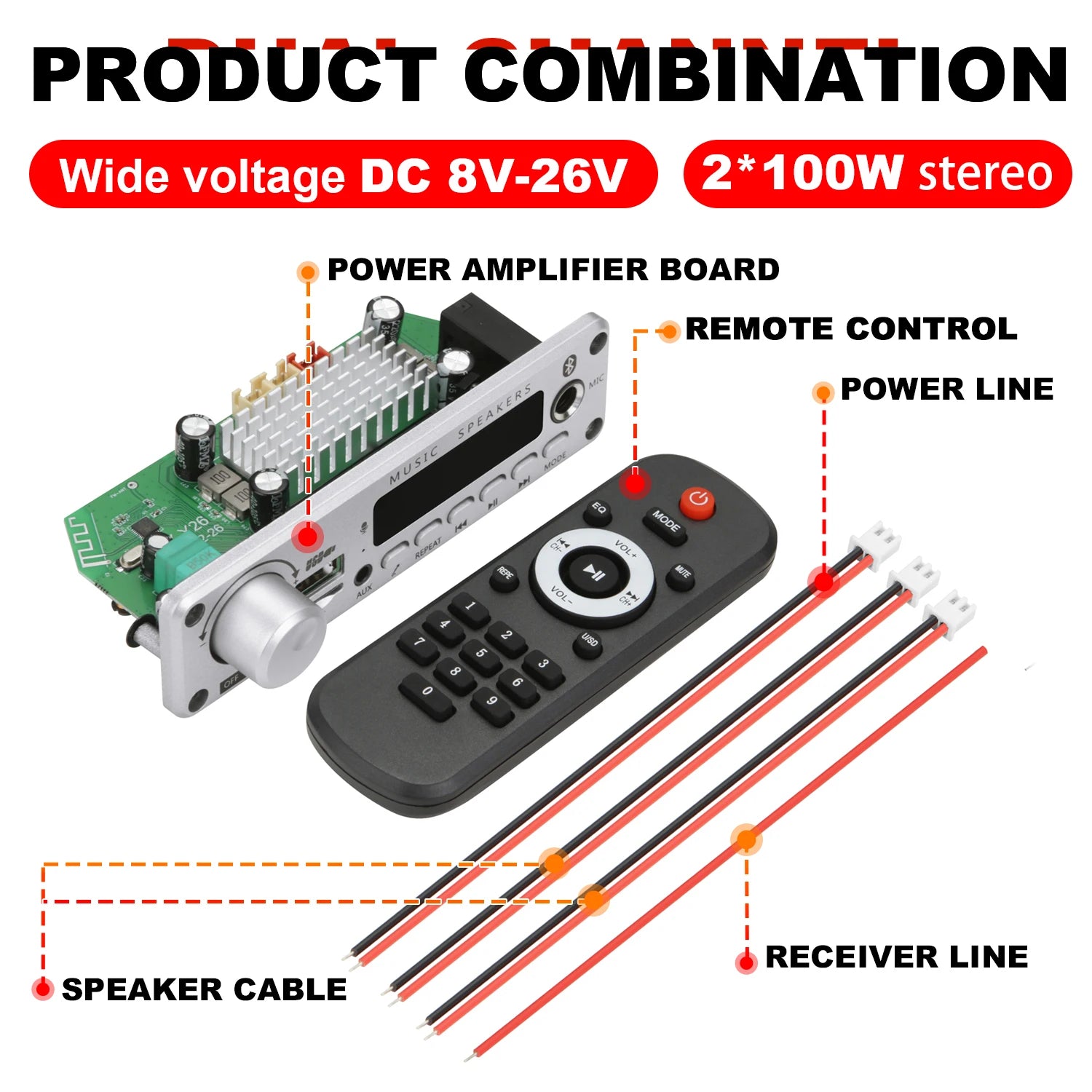 ARuiMei Carte Décodeur Amplificateur DIY TPA3116 Bluetooth 5.0 50W/200W MP3 FLAC USB TF FM – CLEVI Paris