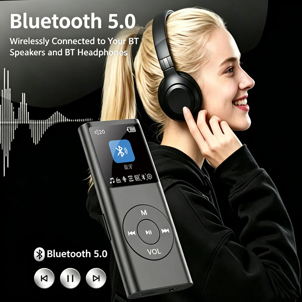 KEBIDU Lecteur MP3/MP4 Bluetooth Écran IPS HD 1,8" FLAC FM TF 128Go 8h – CLEVI Paris