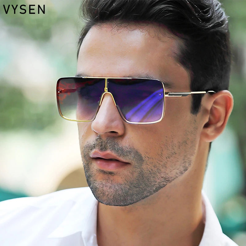 Lunettes de Soleil Oversize Carrées Homme – Grande Monture Métal UV400 – CLEVI Paris
