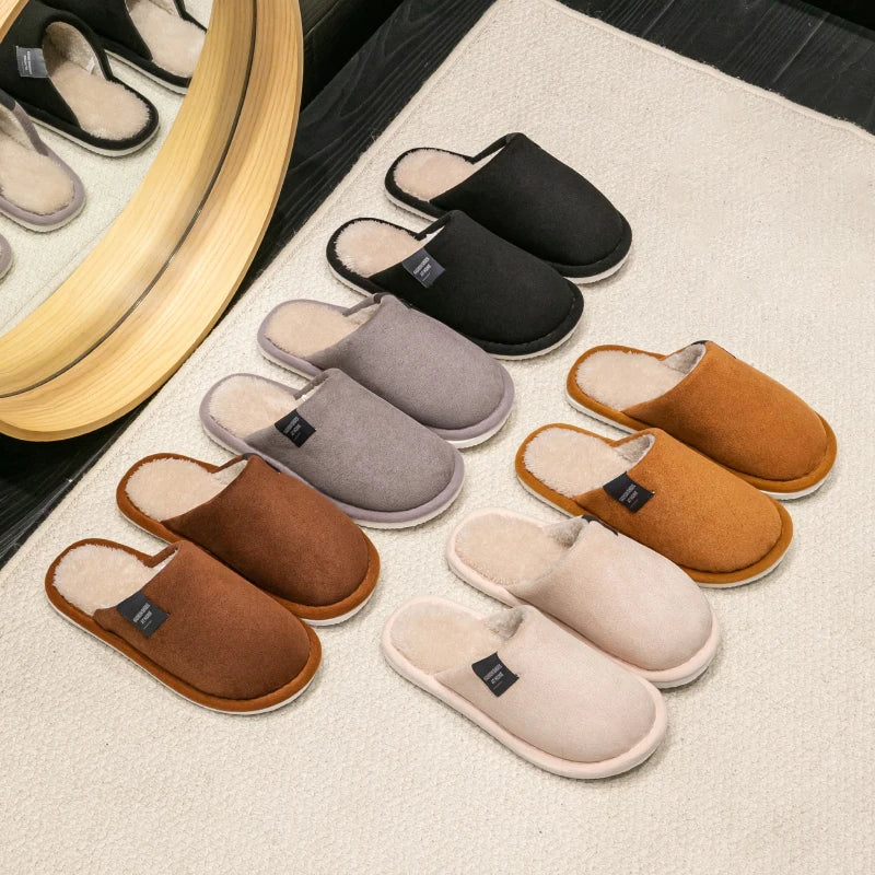 Chaussons d'Hiver Homme Antidérapants – Semelle EVA, Doublure Peluche & Confort Plat
