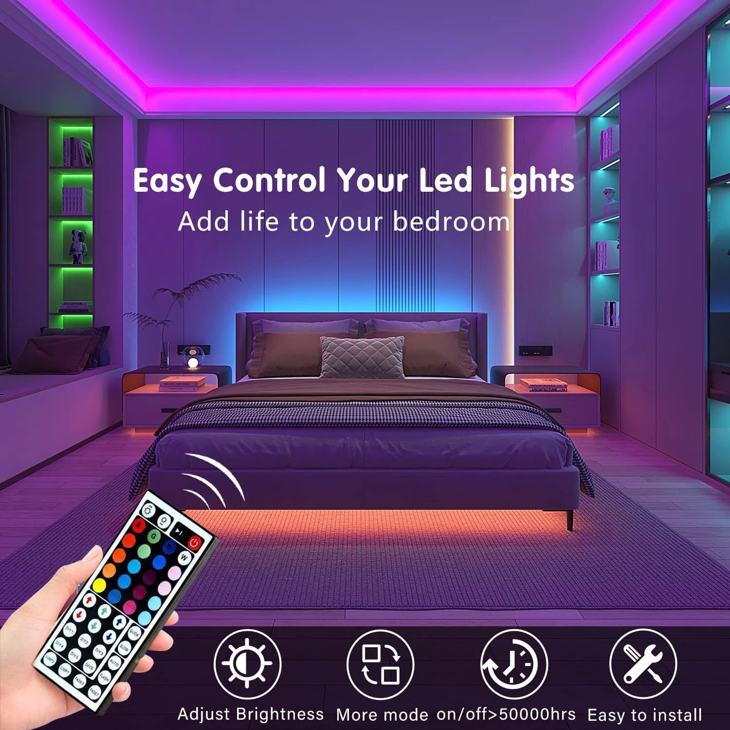 Ruban LED RGB USB avec Télécommande IR — 1m à 20m, Chambre, TV, Décoration | CLEVI Paris