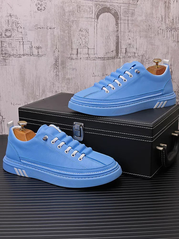 Sneakers Imprimé Fashion Homme Bleu & Blanc – Tailles 38-44 – CLEVI Paris