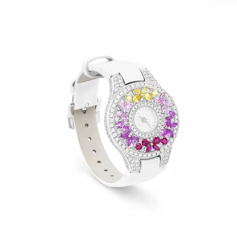Montre Femme RUIYI Luxe – Zircon Diamant Simulé Bracelet Cuir Quartz 32mm