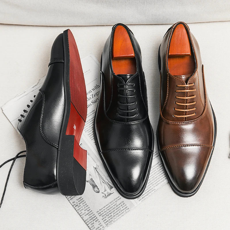 Oxford Homme Semelle Rouge Lacets Respirant Business Casual 2 Coloris – CLEVI Paris