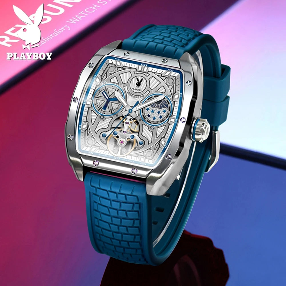 Montre Mécanique Automatique PLAYBOY Squelette Tourbillon – CLEVI Paris