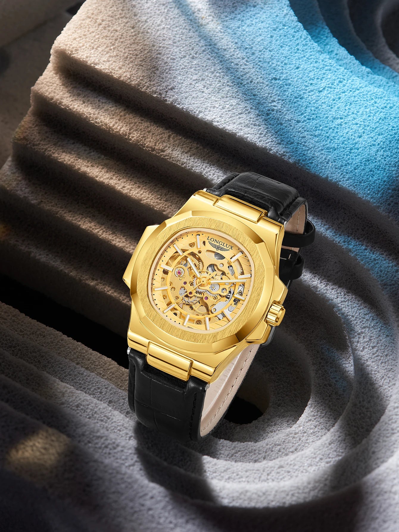 Montre Mécanique Homme LONGLUX 8057P – Squelette Automatique, Cuir & 7 Coloris