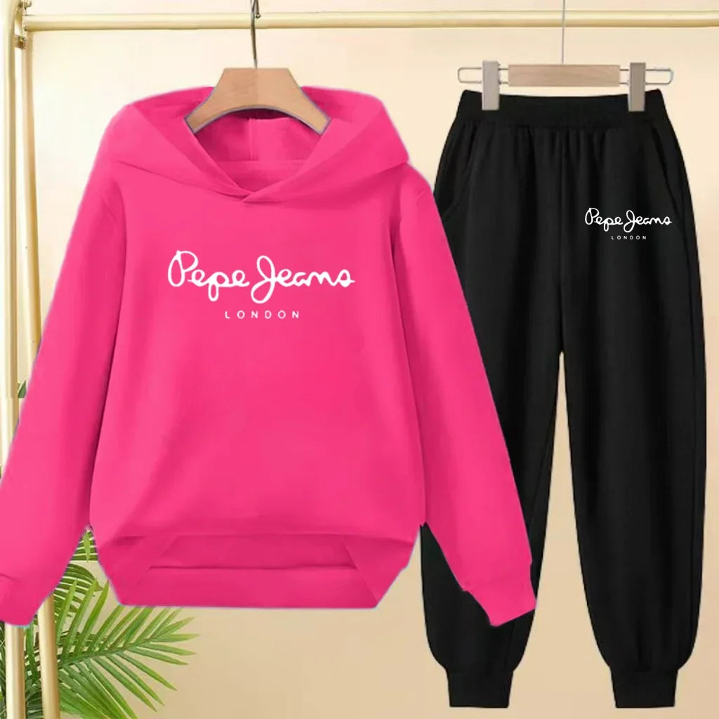 Ensemble Sweat à Capuche + Pantalon Enfant 3-13 Ans – Imprimé Lettres, Unisexe, Toutes Saisons – CLEVI Paris