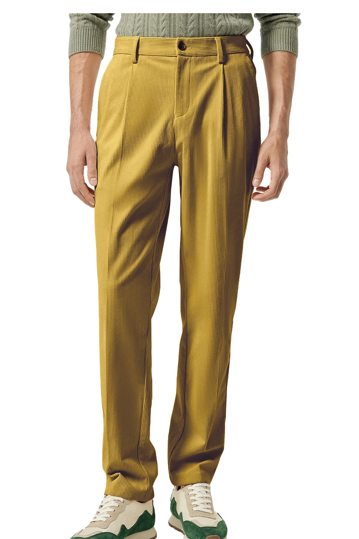 Pantalon homme en velours côtelé taille haute – CLEVI Paris