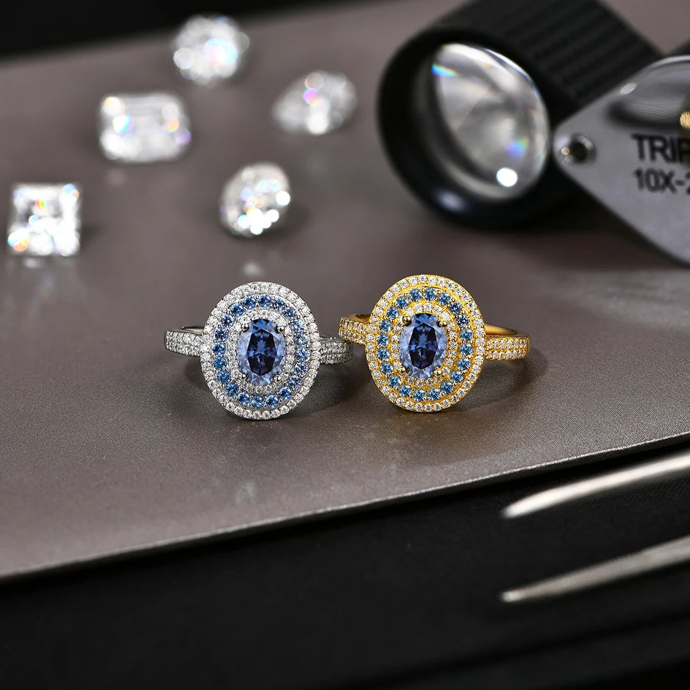 Bague Femme Moissanite Ovale 1CT Argent 925 Or – CLEVI Paris