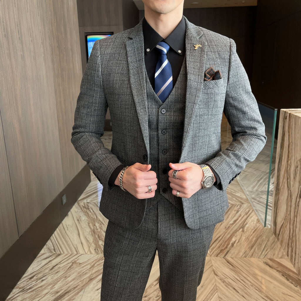 Costume Homme 3 Pièces à Carreaux – CLEVI Paris