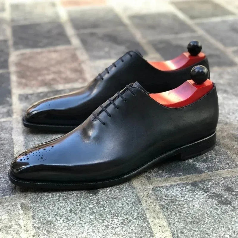 Brogue Homme Semelle Rouge Lacets Bout Rond Style Bureau Formel | Noir & Marron EU 38-48