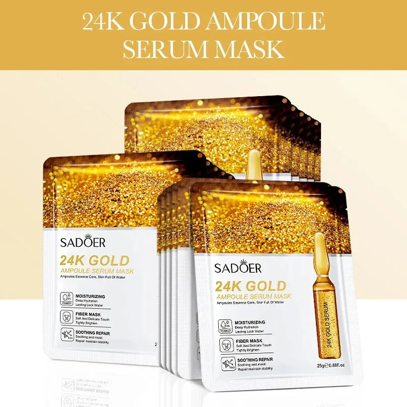 Masques Tissu Or 24K Vitamine C Acide Hyaluronique Hydratation & Fermeté – CLEVI Paris