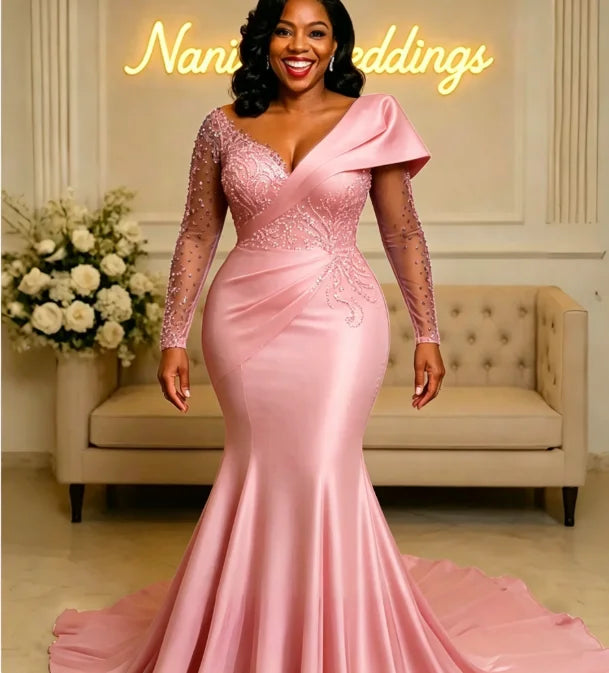 Robe de soirée sirène perles et cristaux – CLEVI Paris