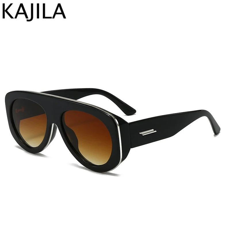 Lunettes de Soleil Oversize Ovales Pilot Y2K UV400 Dégradé Femme – CLEVI Paris