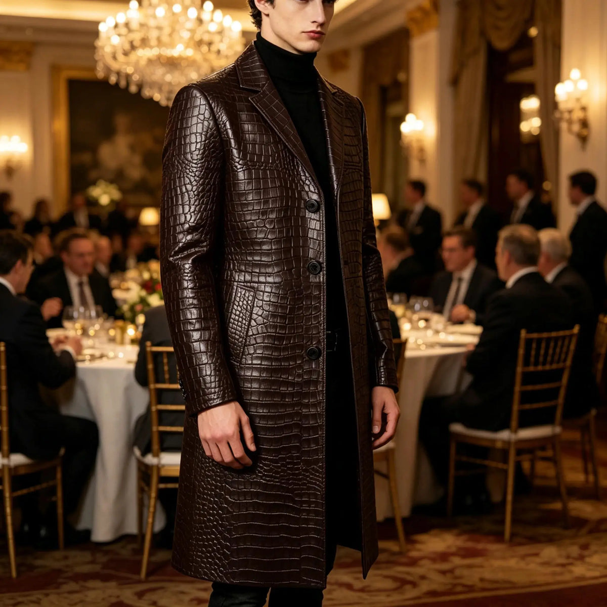 Manteau homme effet crocodile coupe ajustée – CLEVI Paris
