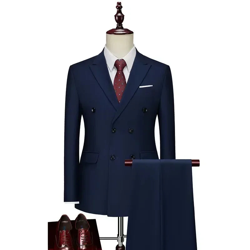 Costume Homme 2 Pièces Double Boutonnage Col Cranté Slim 17 Coloris Grande Taille Sur-Mesure – CLEVI Paris