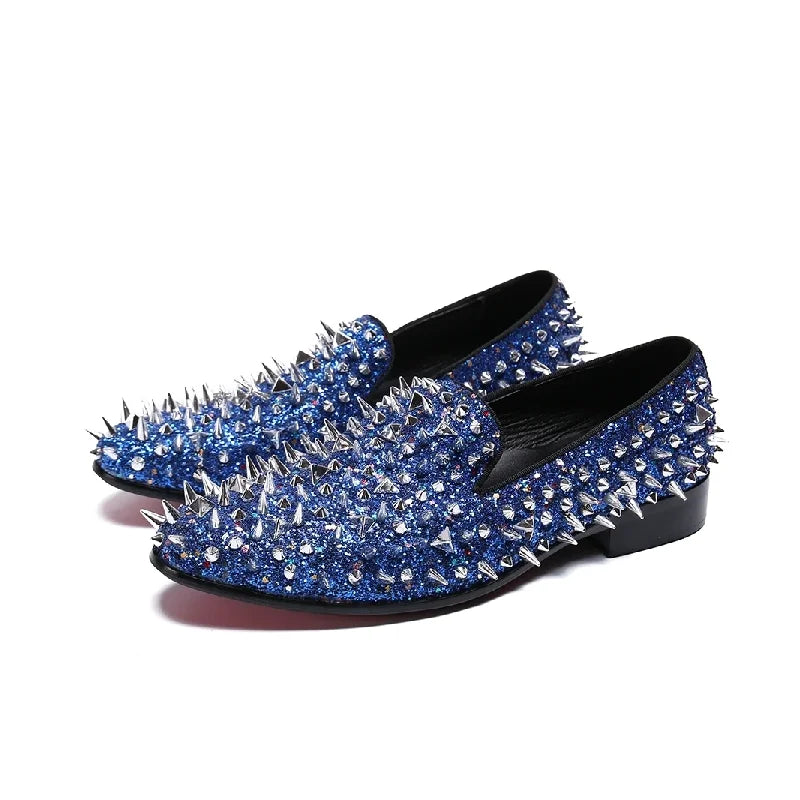 Loafers Luxe Homme Cuir Véritable Spikes Argentés & Dorés Slip-On – 14 Coloris, Tailles EU37-48 – CLEVI Paris