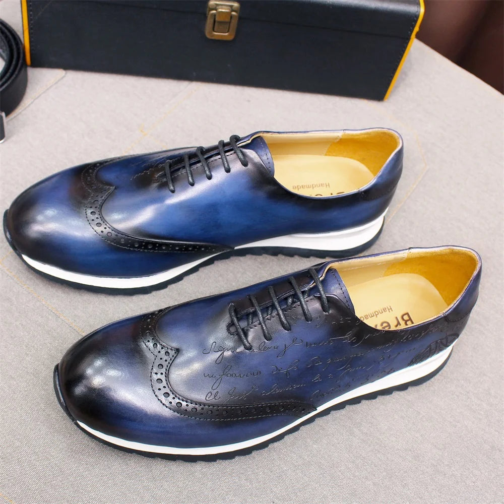 Loafer Homme Cuir Fait Main | Rehaussant Lacets Motif Totem Bureau Casual