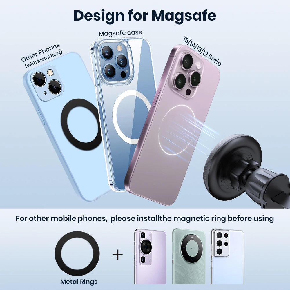 Support Téléphone Voiture Magnétique TOPK — Grille d’Aération, Compatible MagSafe iPhone 15/14/13/12, Universel | CLEVI Paris