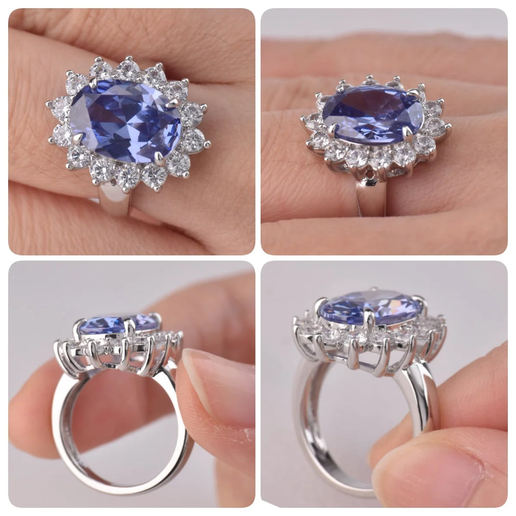 Bague Femme Vintage Tanzanite Créée Ovale Or Blanc – CLEVI Paris