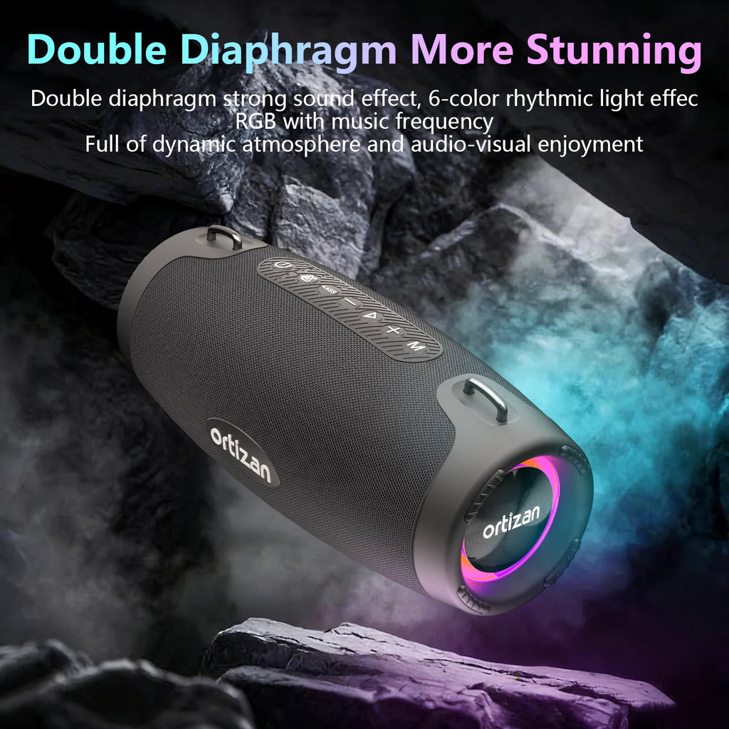 Ortizan M8 Enceinte Bluetooth 60W IP67 Auracast RGB Bass Boost 20h – CLEVI Paris