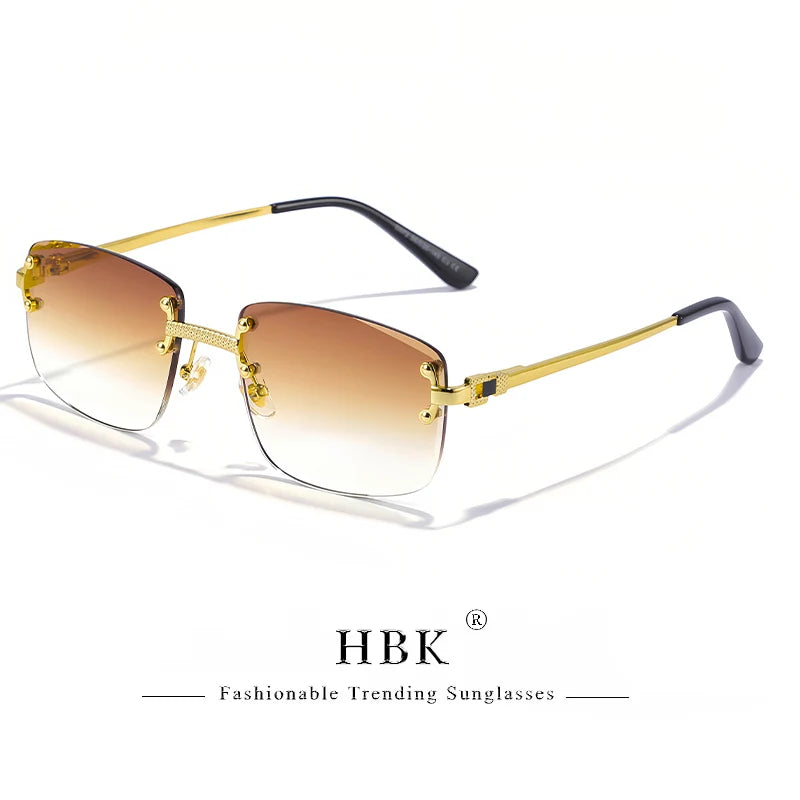 Lunettes de Soleil Carrées Sans Monture Femme HBK – Verres Dégradés UV400 – CLEVI Paris
