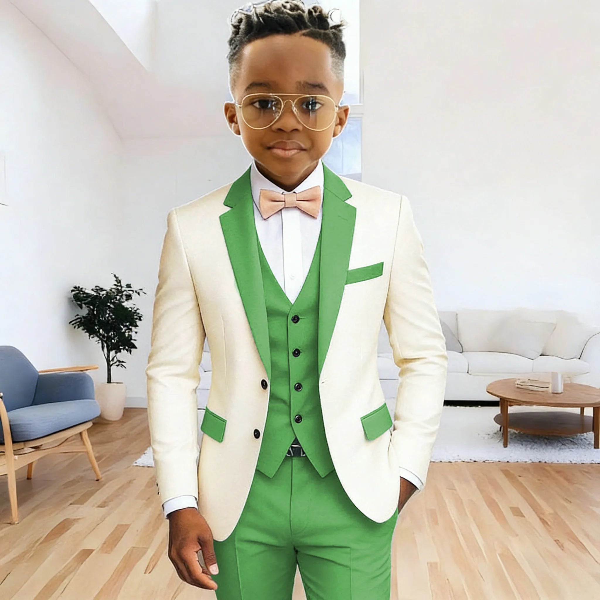 Costume 3 Pièces Garçon | Veste + Gilet + Pantalon | Mariage Cérémonie 2-16 Ans