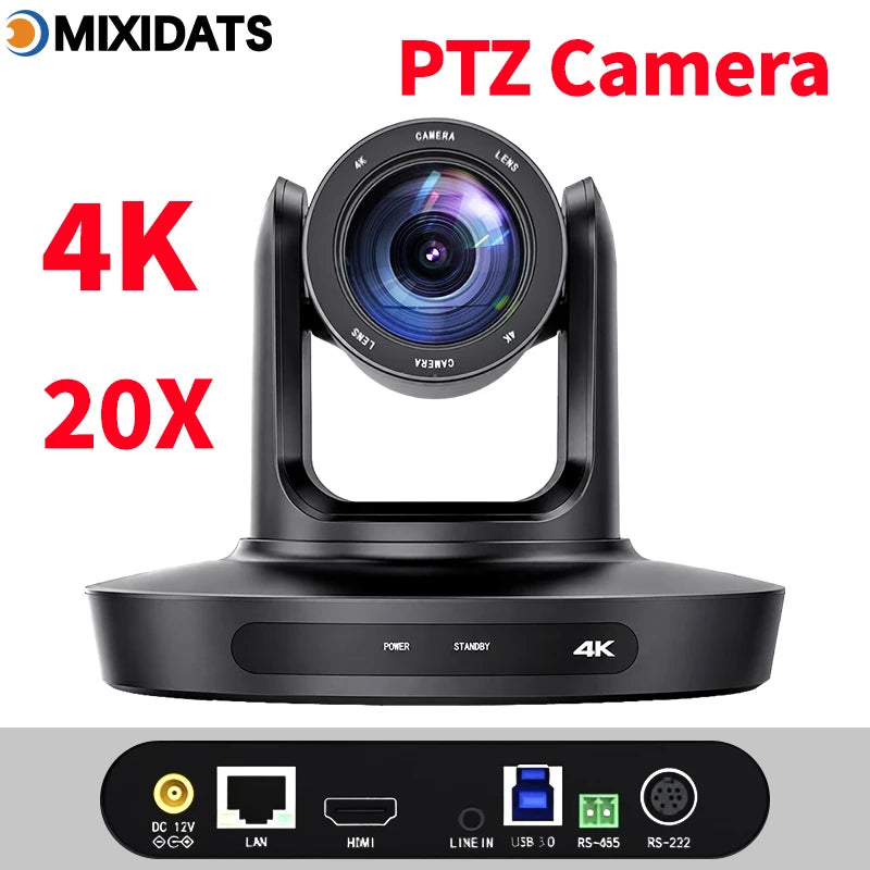 Kit Caméra PTZ 4K MIXIDATS – Zoom 20x, NDI, PoE & Clavier de Contrôle – CLEVI Paris