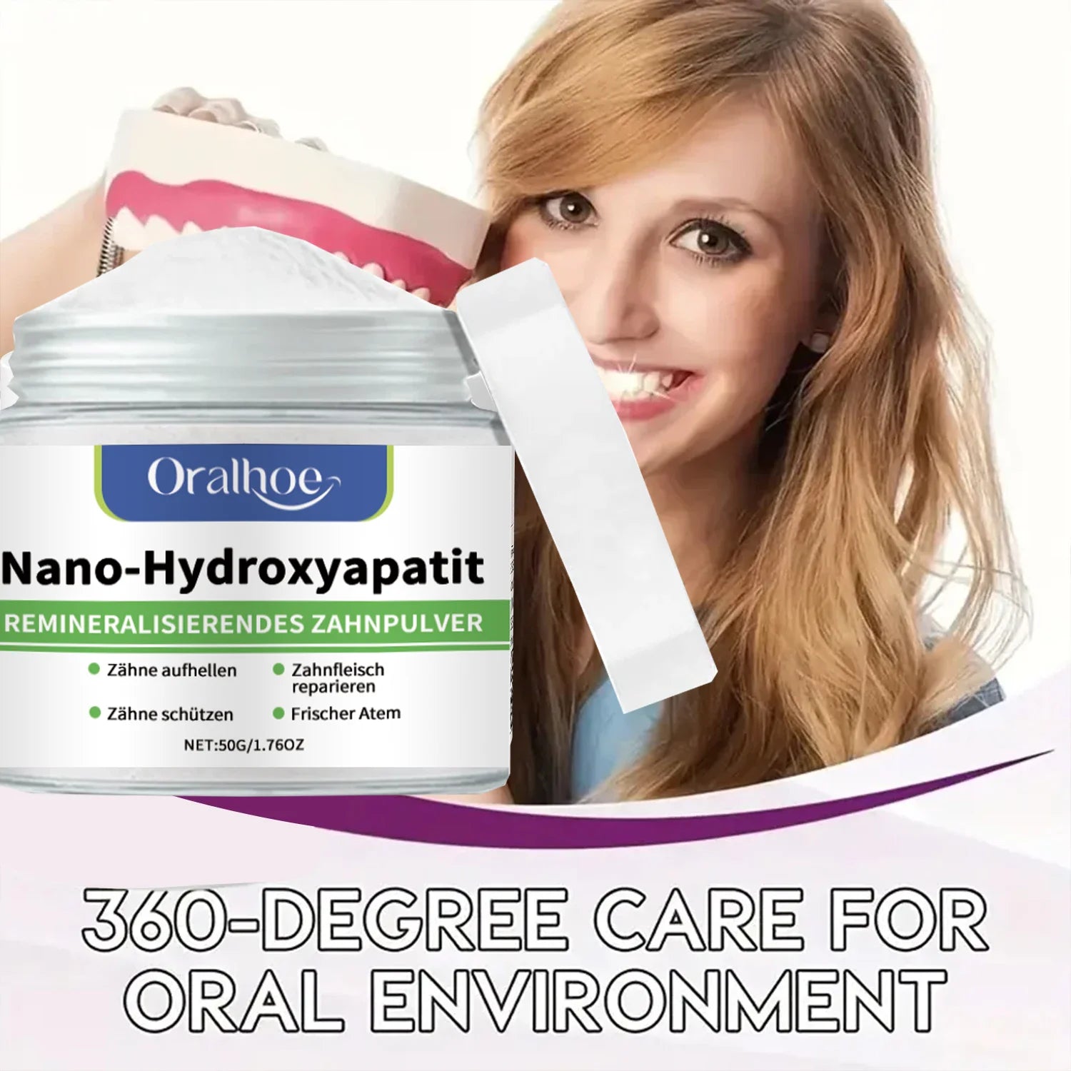Poudre Dentifrice Blanchissante 10% Hydroxyapatite | Reminéralisation, Réparation Émail & Menthe Fraîche – CLEVI Paris