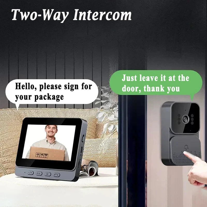 Visiophone Sans WiFi 2.4G Luxuglow – Écran IPS 4,3", Interphone Vidéo, Vision Nocturne IR, Batterie 1000mAh, Carte SD 128Go