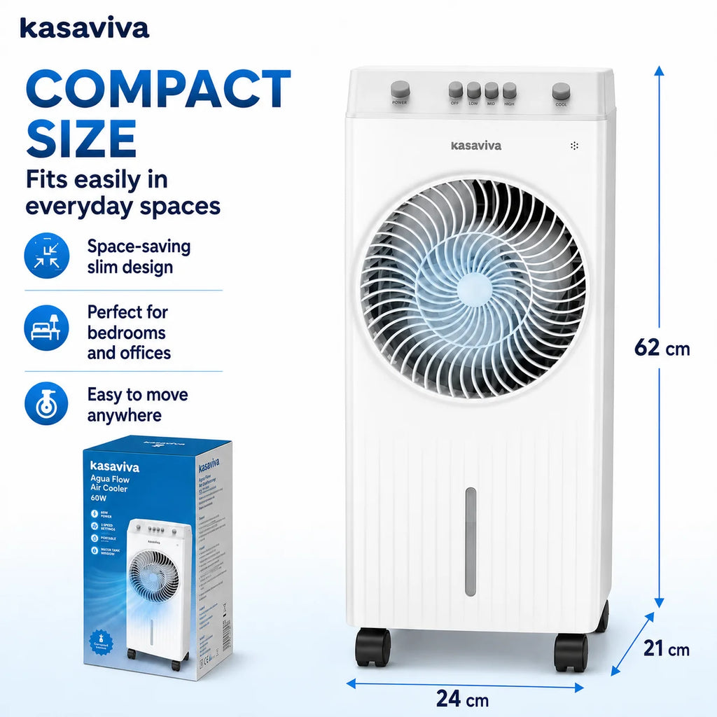 Rafraîchisseur d’air évaporatif 60 W à roulettes – CLEVI Paris
