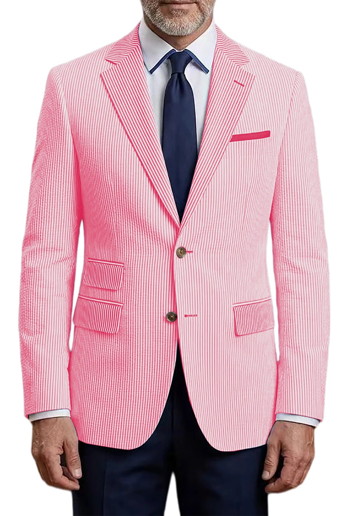 Blazer homme rayé en seersucker – CLEVI Paris