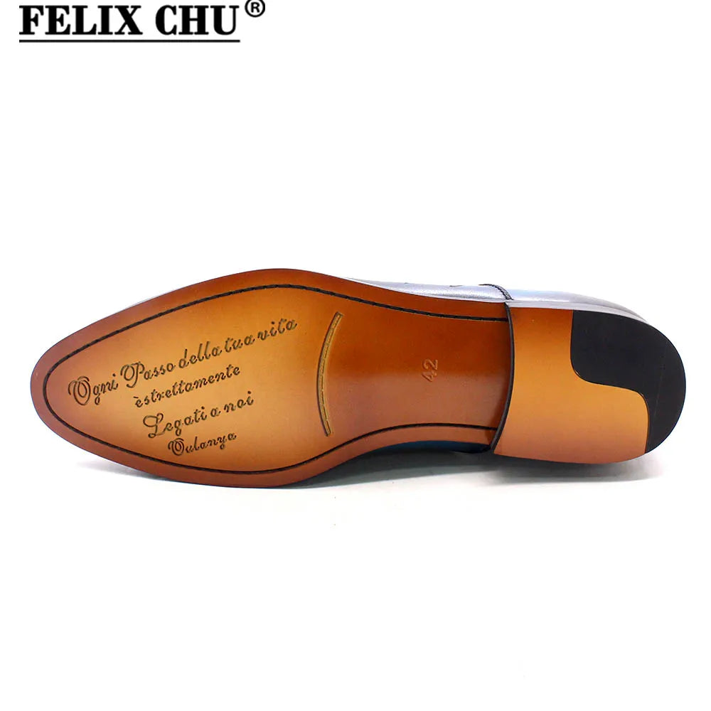 Mocassins Homme Cuir Véritable Peints à la Main Felix Chu – Style Italien Habillé – CLEVI Paris