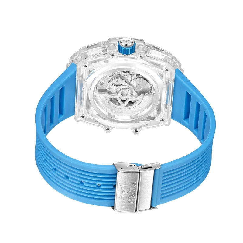 ONOLA ON3835 Montre Homme Automatique Squelette Bracelet Silicone Verre Hardlex 3 ATM Sport Business 6 Coloris – CLEVI Paris