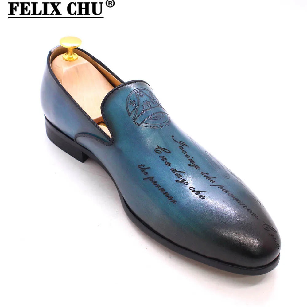 Mocassins Homme Cuir Véritable Peints à la Main Felix Chu – Style Italien Habillé – CLEVI Paris